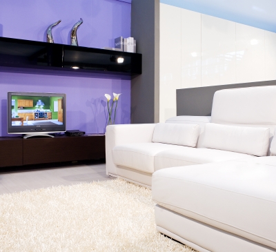 White and Purple Modern Living Room