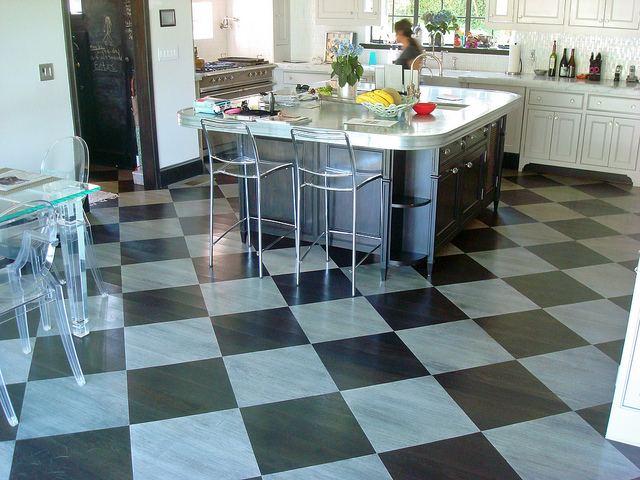 Kitchen With Checkered Flooring