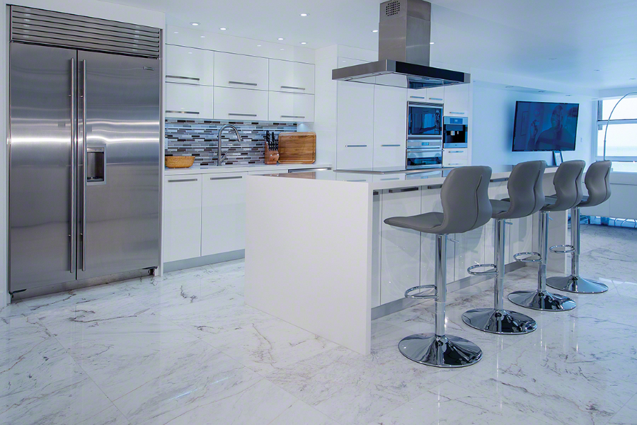 Marble Flooring - White Kitchen
