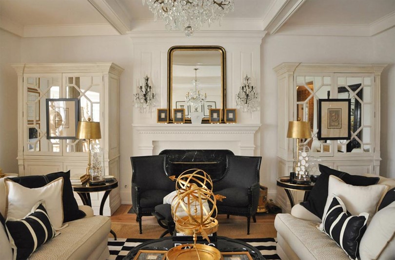 White, Black and Gold Living Room