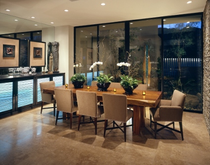 Brown and Neutral Dining Room